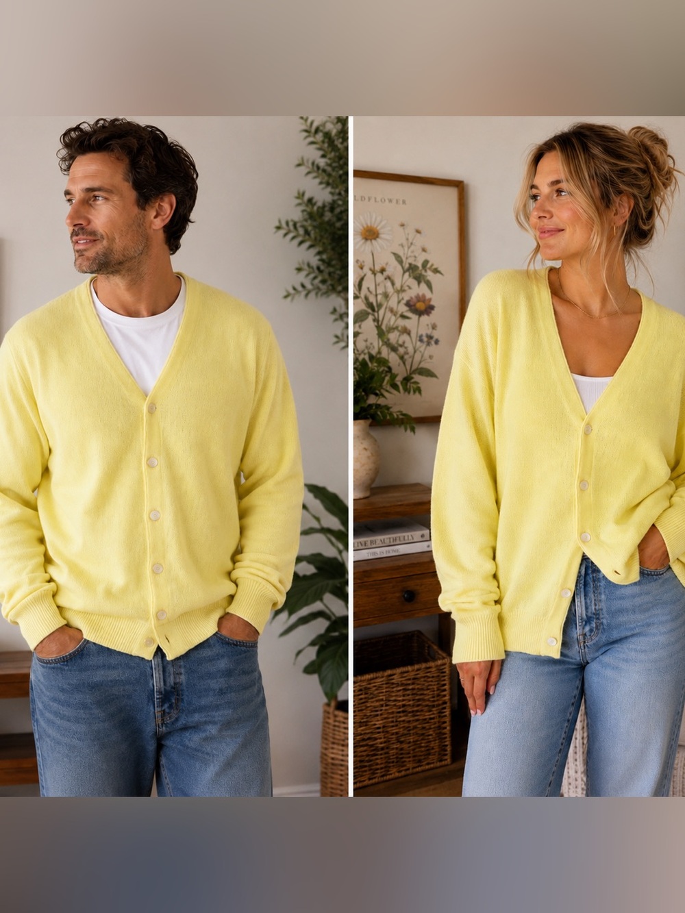 Vintage JCPenney Butter Yellow Cardigan Sweater Men’s XL